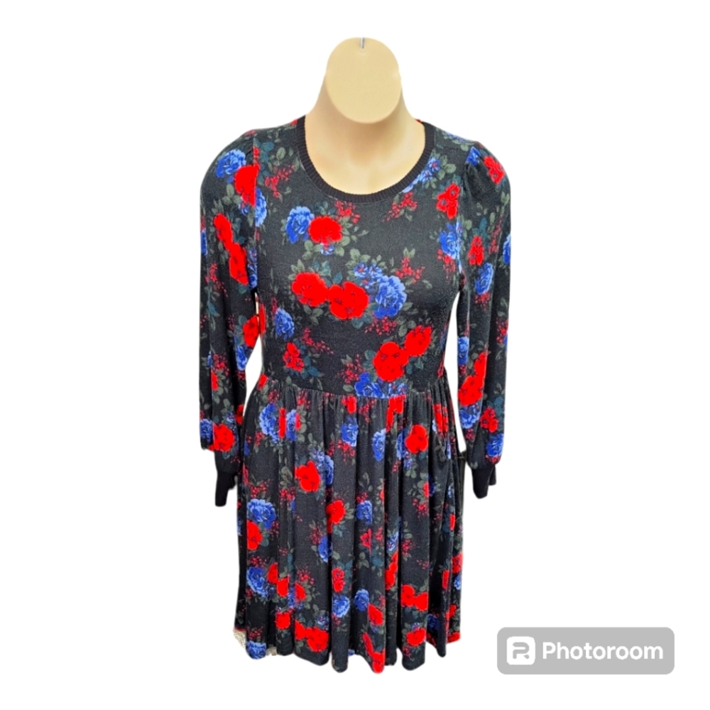 Torrid Floral Super Soft Plush Babydoll Long-sleeve Dress | Size 1/XL